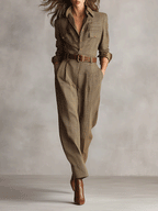 Celia | Brown Jumpsuit with Sophisticated Details