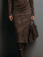 Lorena | Long Brown Midi Dress