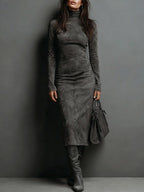 Lorena | Long Brown Midi Dress