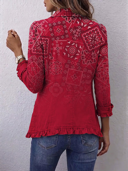 Clotilde | Gradient Paisley Jacket with Ruffles